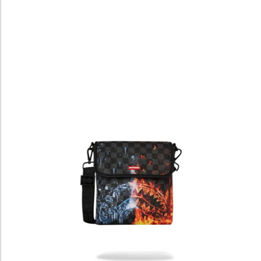 Unisex Sprayground Black and Fiery Multicolor Messenger Bag